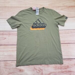 Adidas Shirt Mens XL Green Athletic Crewneck Short Sleeve Graphic Logo Cotton